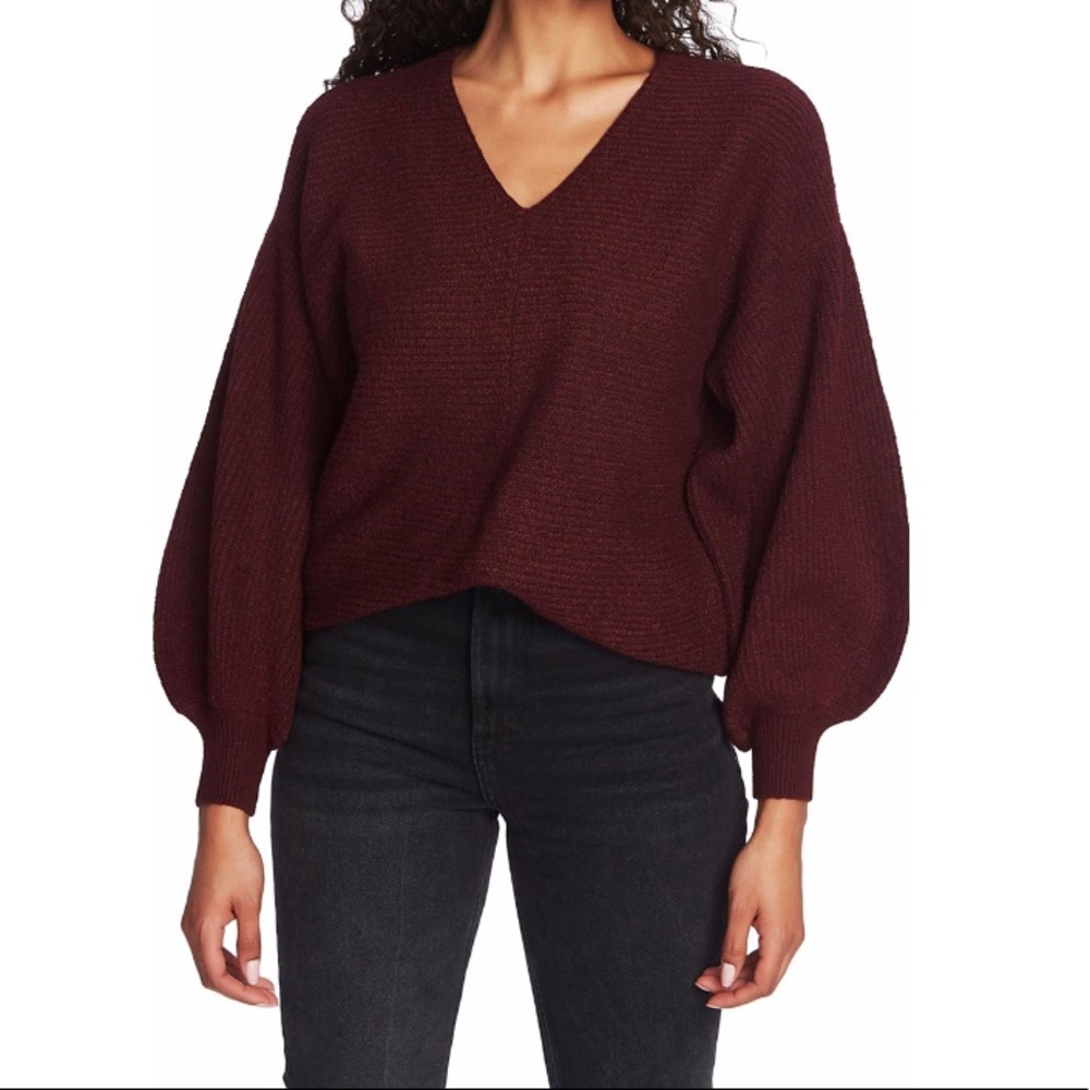 1. State Maroon Ballon Sleeve Knit Sweater Small